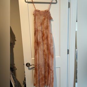 Rust tie-dye midi dress